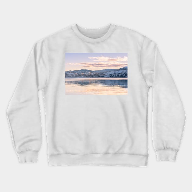 Peaceful Winter Sunset Mountain Lake Reflections Crewneck Sweatshirt by Amy-K-Mitchell